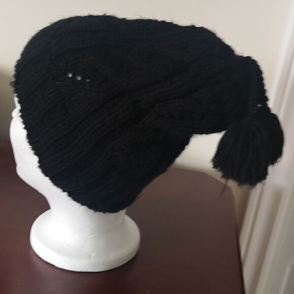 Randy Girl Black Knitted Beanie Hat With Pom One Size - Picture 6 of 9